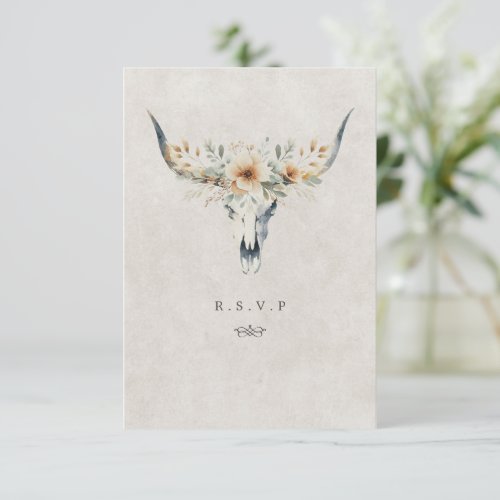 Western longhorn skull meal choices wedding RSVP