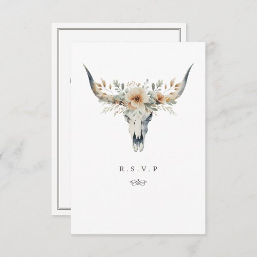 Western longhorn skull meal choices wedding RSVP