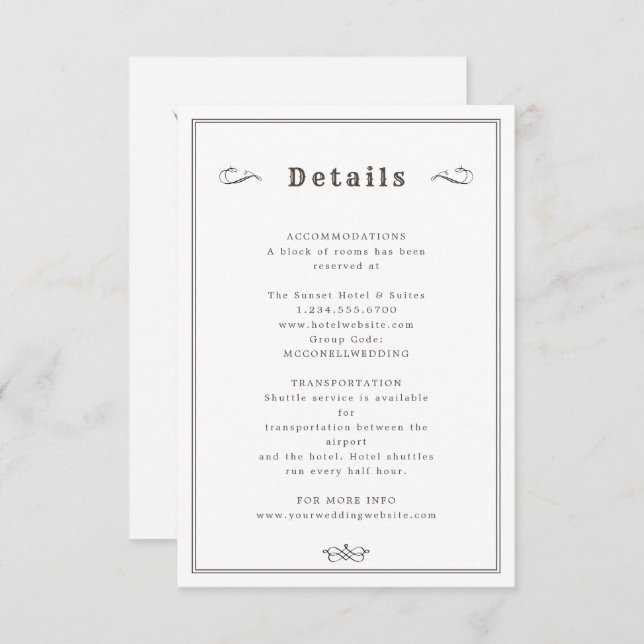 Western longhorn wedding details card (Front/Back)