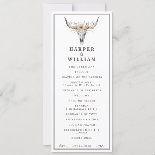 Western longhorn wedding program