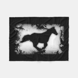 Western-look Galloping Horse Silhouette Fleece Blanket