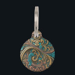 Western look pet ID tag<br><div class="desc">Western Pet ID tag also has the look of real engraved leather with a touch of turquoise color mixed in.  This would be a unique tag for that special pet in your life,  or for a gift as well.</div>