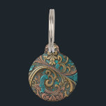 Western look pet ID tag<br><div class="desc">Western Pet ID tag also has the look of real engraved leather with a touch of turquoise color mixed in.  This would be a unique tag for that special pet in your life,  or for a gift as well.</div>