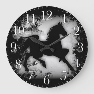 Western-look Prancing Horse Silhouette Large Clock