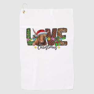 Western Love Christmas Scottish Cow Highland Cattl Golf Towel