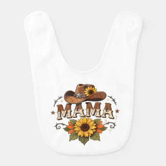 Western Mama Sunflower Cowgirl Design Baby Bib
