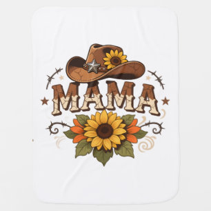 Western Mama Sunflower Cowgirl Design Baby Blanket