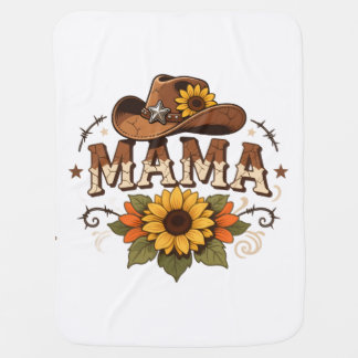 Western Mama Sunflower Cowgirl Design Baby Blanket