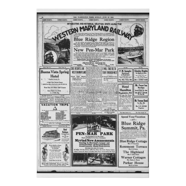 Western Maryland Railway Tourism Reprint Faux Canvas Print (Front)