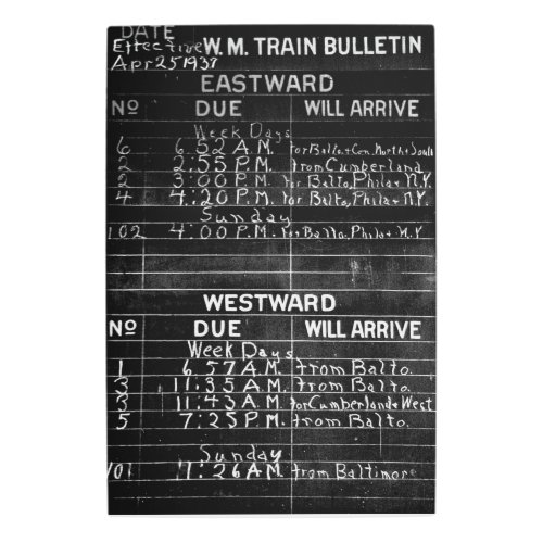 Western Maryland Train Bulletin 20x30 Metal Print