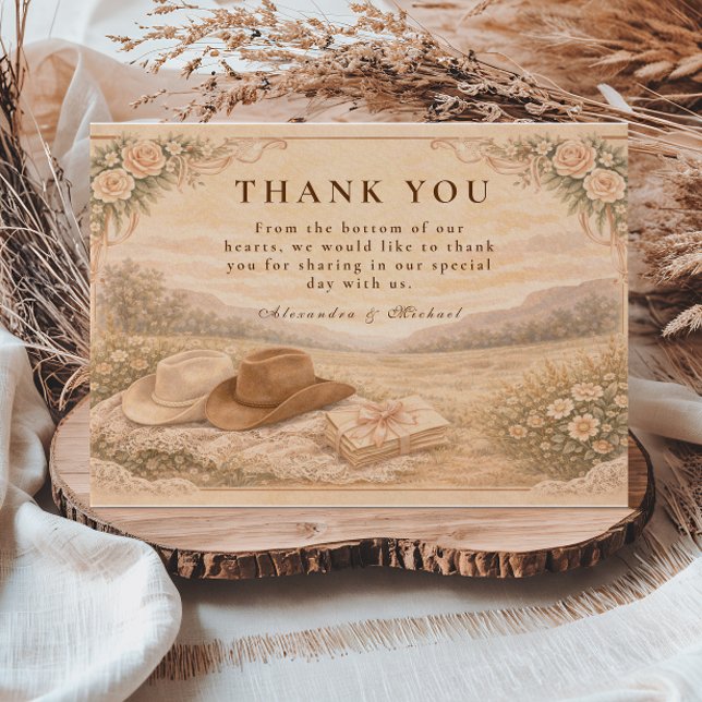 Western Meadow Keepsake Wedding Thank You Card (Creator Uploaded)