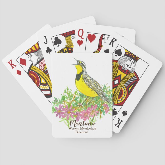 Western Meadowlark Bird Bitterroot Montana Poker Cards (Back)
