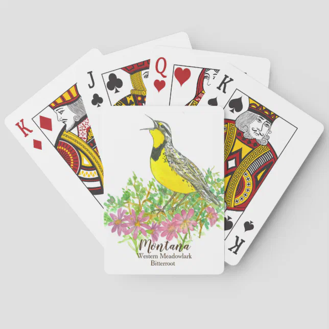 Western Meadowlark Bird Bitterroot Montana Poker Cards | Zazzle