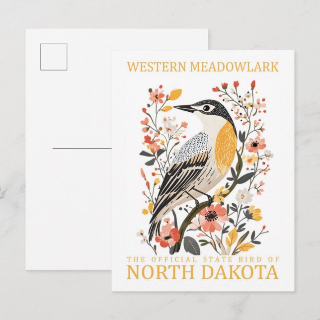 Western Meadowlark Bird of North Dakota USA Postcard (Front/Back)