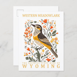 Western Meadowlark Bird of Wyoming Travel Postcard