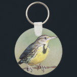 Western Meadowlark Keychain<br><div class="desc">From original Western Meadowlark coloued pencil painting by Ana Tirolese</div>