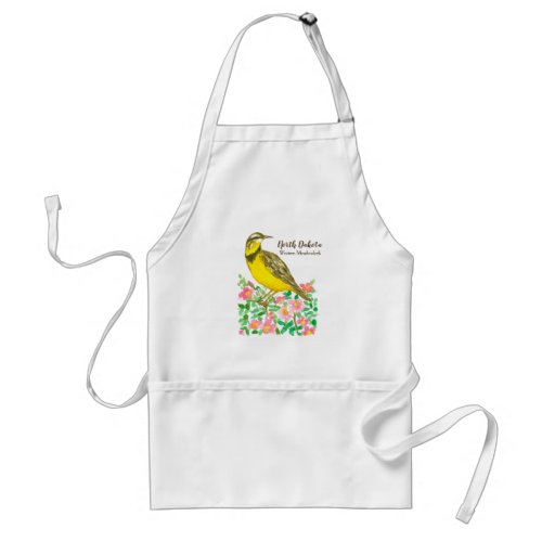 Western Meadowlark Pink Wild Roses Personalized Adult Apron