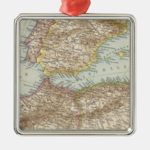 Western Mediterranean Map Metal Ornament