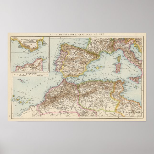 Western Mediterranean Map Poster (Front)
