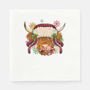 Western Merry Christmas Highland Cow Xmas Farm Ani Napkins