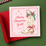 Western Merry Christmas Y&#39;all Cowboy Boot  Holiday Card