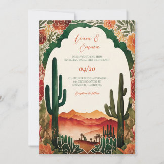 Western Mexican Cactus Desert Wedding Invitation
