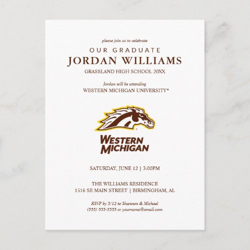 Western Michigan  Broncos Announcement Postcard