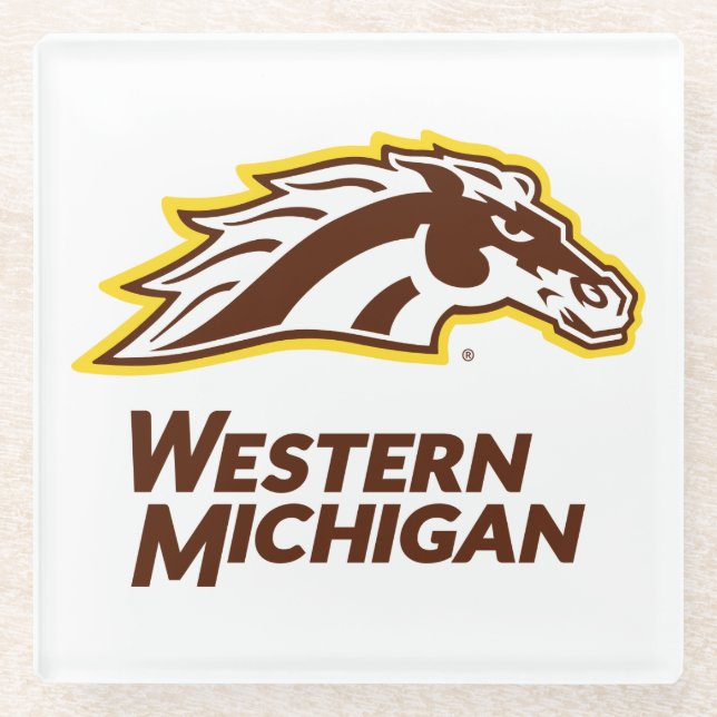 Western Michigan | Broncos Glass Coaster (Front)