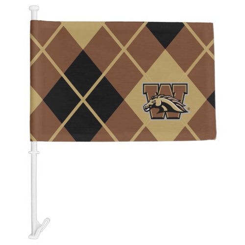 Western Michigan University Argyle Pattern Car Flag