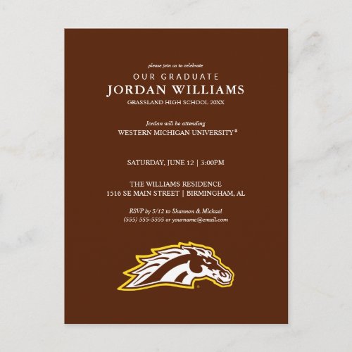 Western Michigan University  Broncos Announcement Postcard