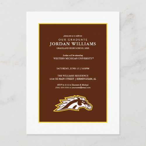 Western Michigan University  Broncos Announcement Postcard