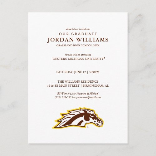 Western Michigan University  Broncos Announcement Postcard