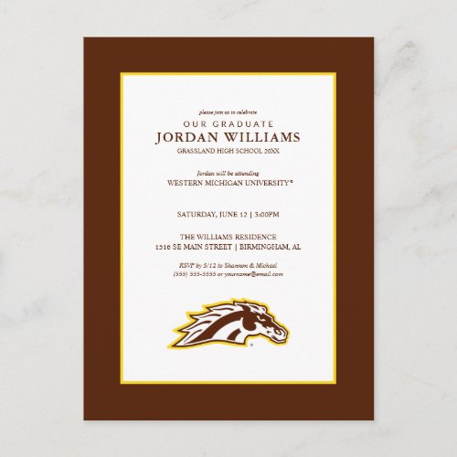 Western Michigan University  Broncos Announcement Postcard