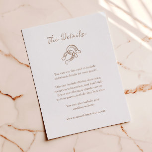 Western Minimalist Horseshoe Wedding Guest Details Letterpress Enclosure Card