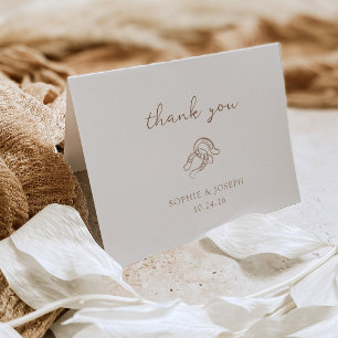 Western Minimalist Horseshoe Wedding Letterpress Thank You Card
