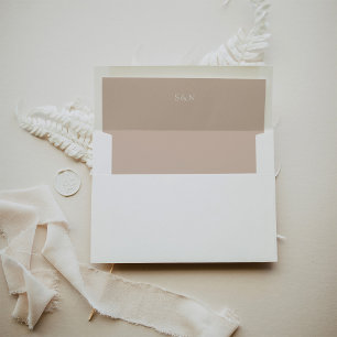Western Minimalist in Latte Monogram Wedding Envelope Liner