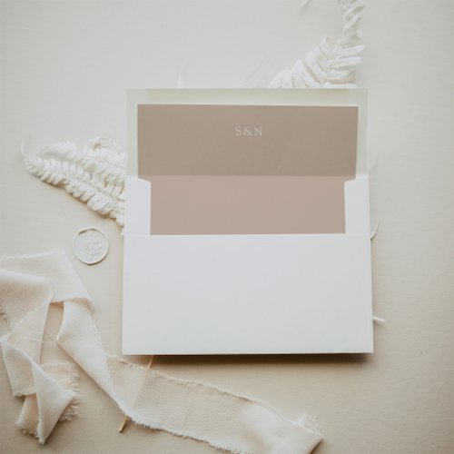 Western Minimalist in Latte | Monogram Wedding Envelope Liner