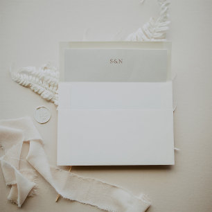 Western Minimalist Monogram Wedding Envelope Liner