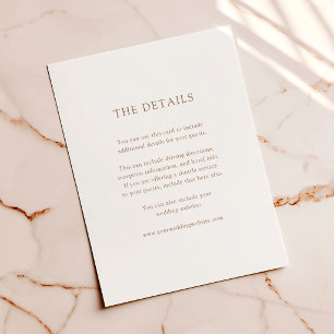 Western Minimalist Simple Wedding Guest Details Letterpress Enclosure Card