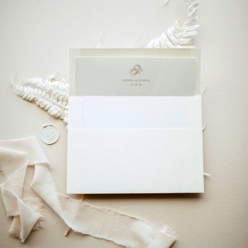 Western Minimalist White | Copper Colored Wedding Envelope Liner