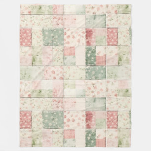 Western Mint Pink Floral Quilt Patterns Fleece Blanket
