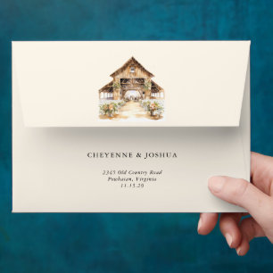 Western Modern Rustic Floral Wedding Envelope