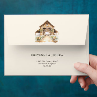 Western Modern Rustic Floral  Wedding Envelope 