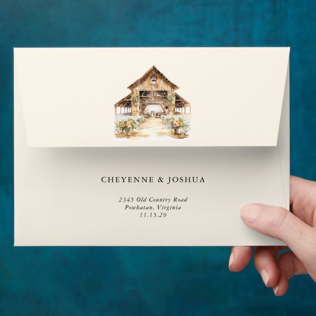 Western Modern Rustic Floral  Wedding Envelope  (Hand)