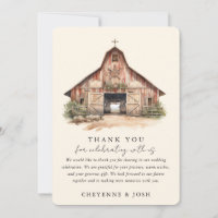 Western Modern Rustic Wedding Photo Thank You