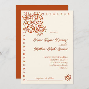 Western Modern Simple Rust and Ivory Wedding Invitation