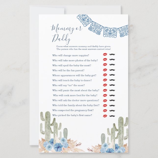 Western Mommy or Daddy Game cactus (Front)