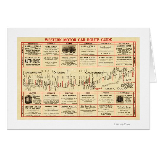 Western Motor Car Route GuidePanoramic Map Cards (Front Horizontal)
