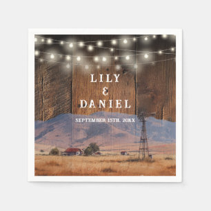 Western Mountain Ranch Barn Wood Wedding Napkins
