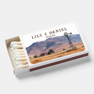 Western Mountain Ranch Wedding Favor Matchboxes